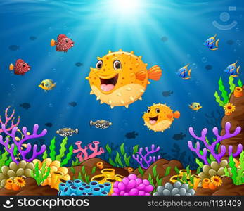 Cartoon illustration of under the sea