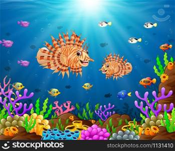 Cartoon illustration of under the sea