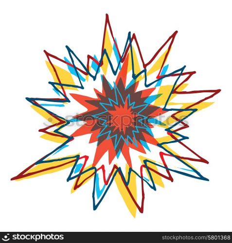 Cartoon illustration of unique explosion with many colors