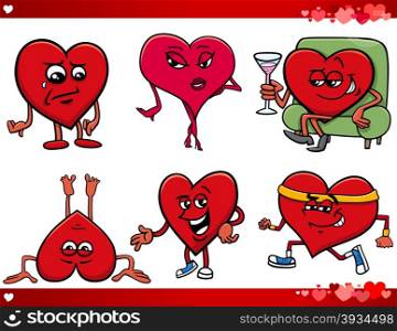 Cartoon Illustration of Valentines Day and Love Themes Collection Set with Heart Characters