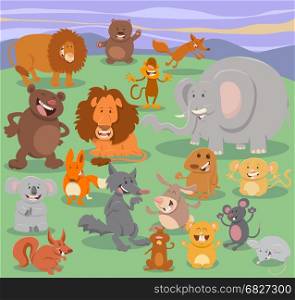 Cartoon Illustration of Wild Animal Characters Group