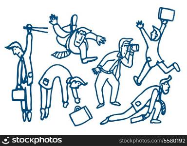 Cartoon illustration set of different businessman in action