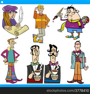 Cartoon Illustration Set of Funny Eccentric Men Characters