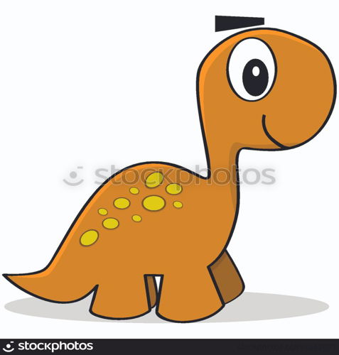 Cartoon illustration showing a cute little dinosaur smiling