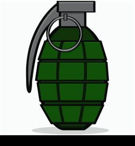 Cartoon illustration showing a green hand grenade