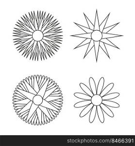 Cartoon illustration with black flowers sun rays. Vector illustration. Stock image. EPS 10.. Cartoon illustration with black flowers sun rays. Vector illustration. Stock image.