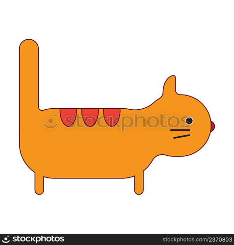 Cartoon illustration with red orange cartoon cat. Funny cat. Smile icon. Vector illustration. stock image. EPS 10. . Cartoon illustration with red orange cartoon cat. Funny cat. Smile icon. Vector illustration. stock image. 