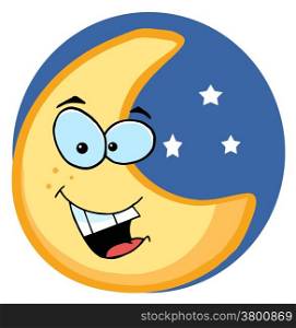 Cartoon Illustrations Of Smiling Moon
