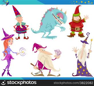 Cartoon Illustrations Set of Fairytale or Fantasy Characters