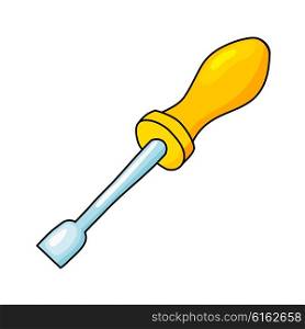 Cartoon image of a yellow screwdriver. Vector illustration