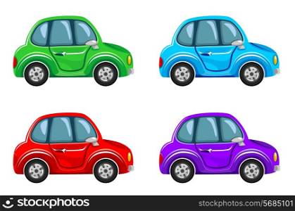 Cartoon image of cars of different colors. Vector illustration