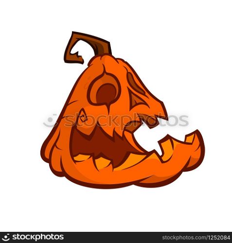 Cartoon image of Jack O&rsquo; Lantern with orange pumpkin white background. Halloween. Vector illustration.