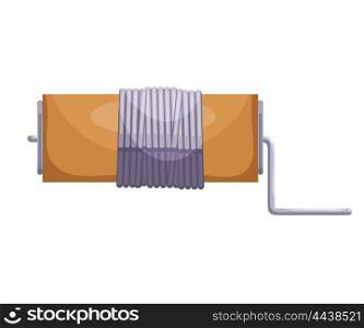 Cartoon image of wheel axle with a rope. Colored vector illustration of the mechanism for &#xA;lifting water. Stock vector illustration