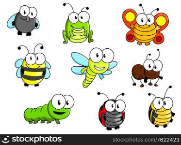 Cartoon insects set isolated on white background for fairytale design
