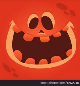 Cartoon Jack-o-Lantern face. Halloween vector illustration of curved pumpkin character