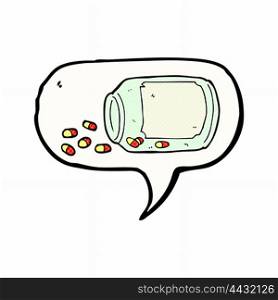cartoon jar of pills with speech bubble