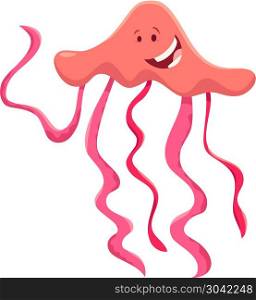 cartoon jellyfish animal character. Cartoon Illustration of Cute Jellyfish Sea Animal Character