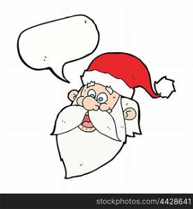 cartoon jolly santa claus face with speech bubble