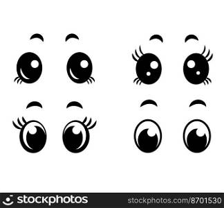 Cartoon kawaii eyes in the style of anime. Vector illustration. Cartoon kawaii eyes in the style of anime