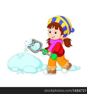 cartoon kids playing with snow