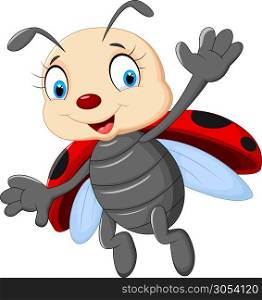 Cartoon ladybug flying