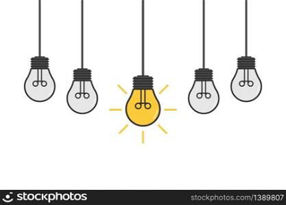 Cartoon lamps. Bulb light icon - idea sign, solution. Electricity, shine. Light bulb line icon vector. Cartoon lamps. Bulb light icon - idea sign, solution. Electricity, shine. Light bulb line icon vector.