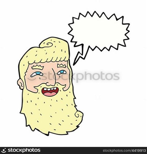 cartoon laughing bearded man with speech bubble