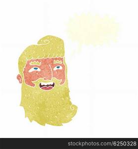 cartoon laughing bearded man with speech bubble