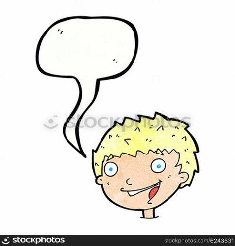 cartoon laughing boy with speech bubble