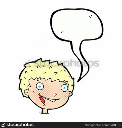 cartoon laughing boy with speech bubble