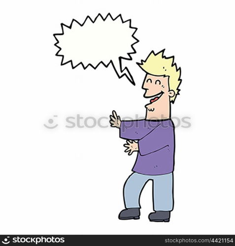 cartoon laughing man with speech bubble