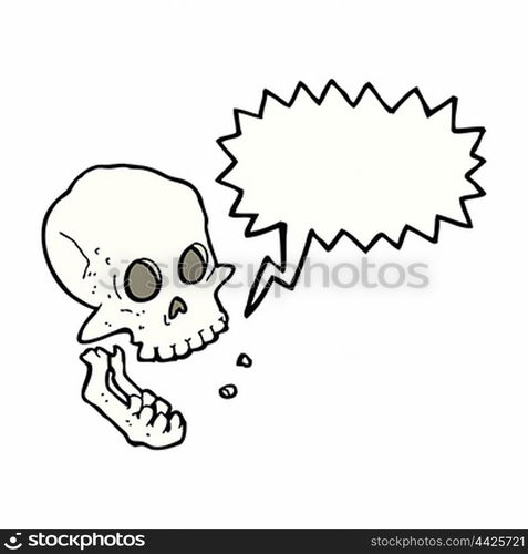 cartoon laughing skull with speech bubble