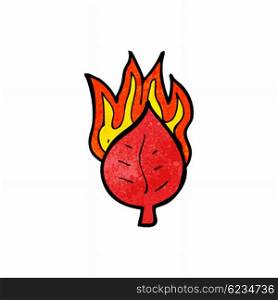 cartoon leaf on fire symbol