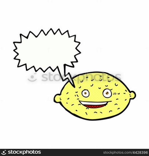 cartoon lemon with speech bubble