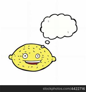 cartoon lemon with thought bubble