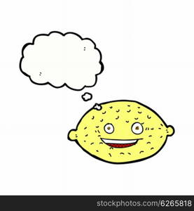 cartoon lemon with thought bubble