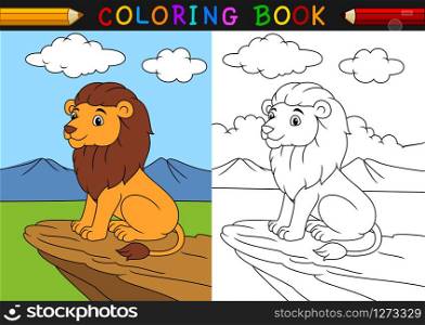 Cartoon lion coloring book