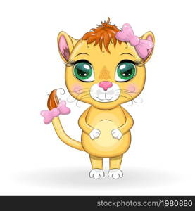 Cartoon lioness with expressive eyes. Wild animals, character, childish cute style. Cartoon lion with expressive eyes. Wild animals, character, childish cute style.