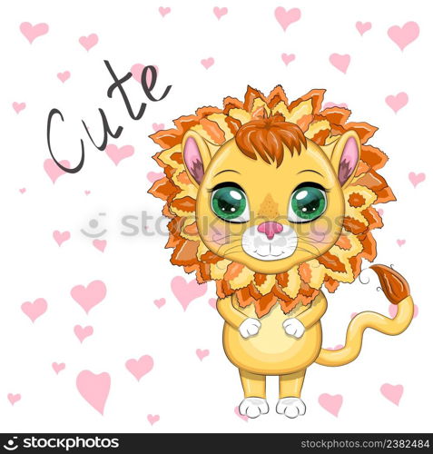 Cartoon lioness with expressive eyes. Wild animals, character, childish cute style. Cartoon lioness with expressive eyes. Wild animals, character, childish cute style.