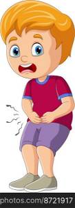 Cartoon little boy stomach ache