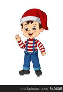 Cartoon little boy wearing christmas costume
