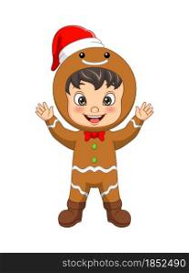 Cartoon little boy wearing cookie costume