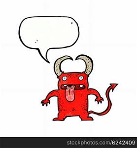 cartoon little devil with speech bubble