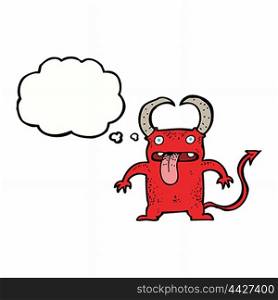 cartoon little devil with thought bubble