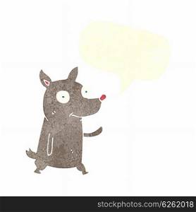 cartoon little dog waving with speech bubble