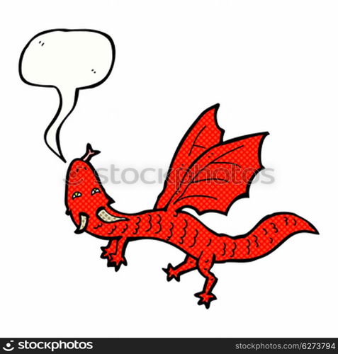 cartoon little dragon with speech bubble