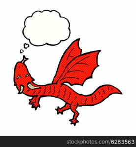 cartoon little dragon with thought bubble