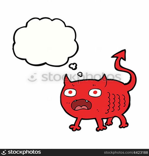 cartoon little imp with thought bubble