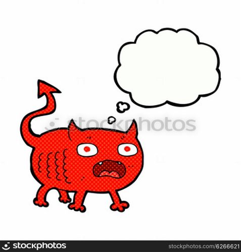cartoon little imp with thought bubble