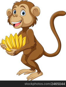 Cartoon little monkey holding banana